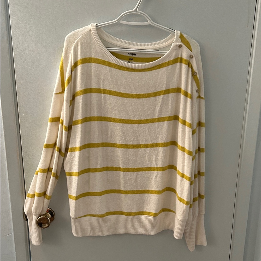 Sonoma Goods For Life Women's Cream & Yellow Striped Sweater